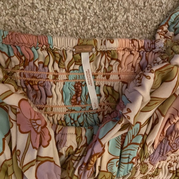 Free People rolling hills floral jumpsuit ruched bodice wide leg sweetheart - Picture 6 of 7